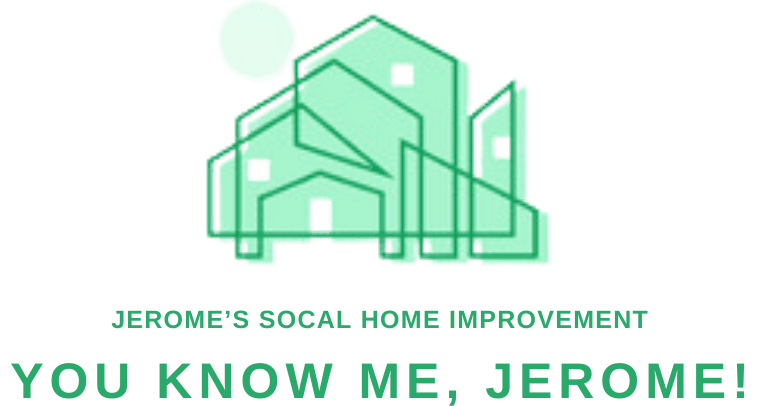 Logo of Jerome's SoCal Home Improvement, displaying an abstract house design with the text "You Know Me, Jerome!" underneath.